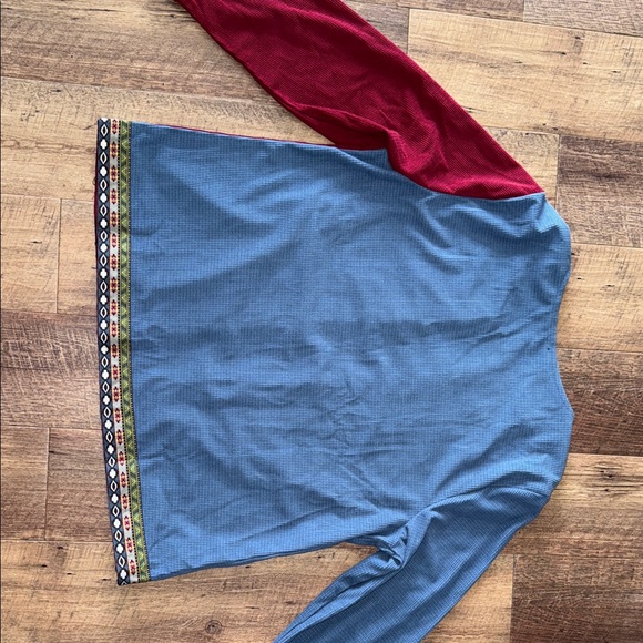 Two-Tone Corduroy Women's Blazer with Ethnic Trim - Picture 9 of 12